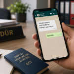Akıllı telefon ekranında WhatsApp bildirimine bakan bir kamu görevlisi resmi