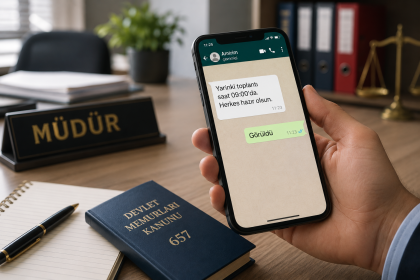 Akıllı telefon ekranında WhatsApp bildirimine bakan bir kamu görevlisi resmi