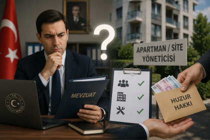 Devlet memuru apartman yöneticisi olabilir mi sorusunu simgeleyen evrak çantası ve apartman görseli